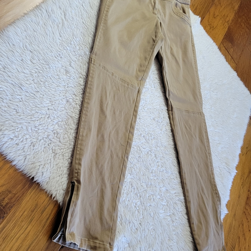 Emerson Fry Skinny Twill Pants Jeans Women's 0 Calf Zip Slim Light Brown - Picture 3 of 12